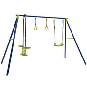 Supporto per altalena 3-in-1 con anelli da ginnastica, Attrezzature per giochi all¡¯aperto con picchetti da terra-Altalene e dondoli