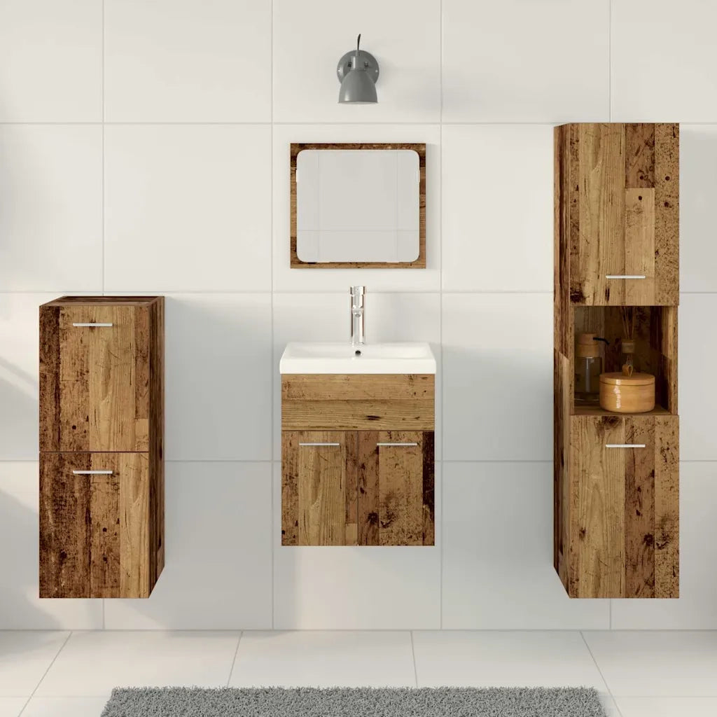 Set di mobili per il bagno con lo scaffale 5 pcs Legno vecchio 3332598