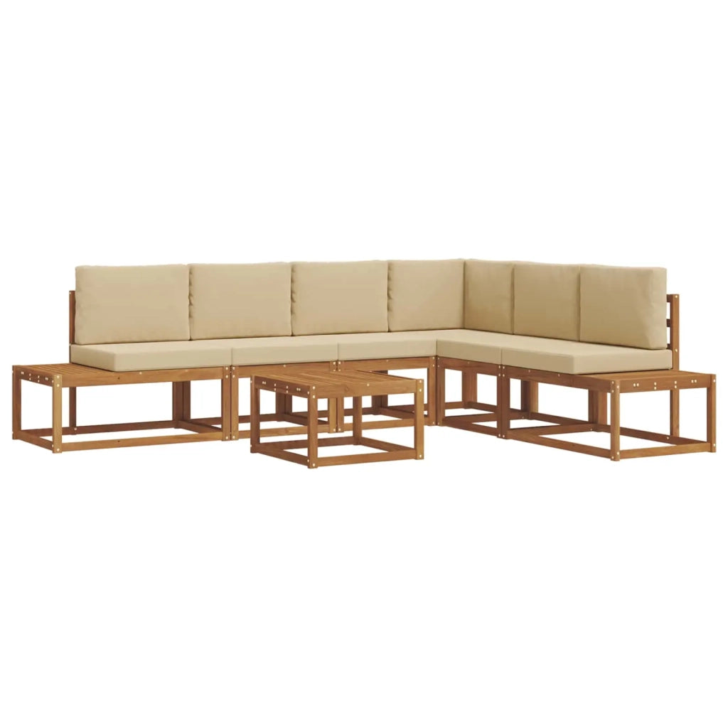 Set di divani da esterno con cuscino 7 Pezzo Naturale e Beige 3366966