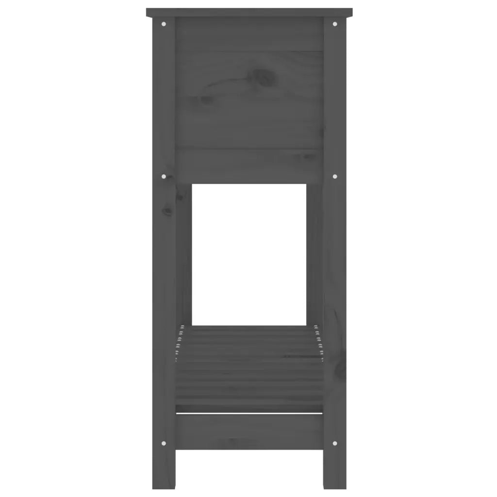 Fioriera con Mensola Grigia 111,5x34,5x81cm Legno Massello Pino 823768