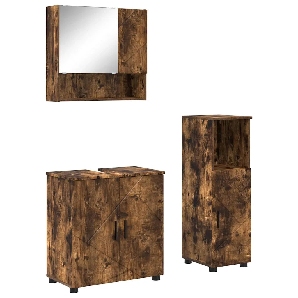 Set di mobili per il bagno Montaggio a parete 3 pcs Rovere fumé