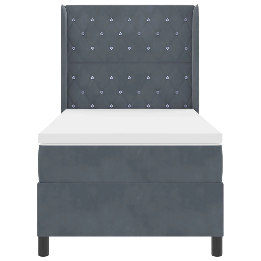 Letto a molle con materasso Grigio scuro 100 x 200 cm Velluto 3341943