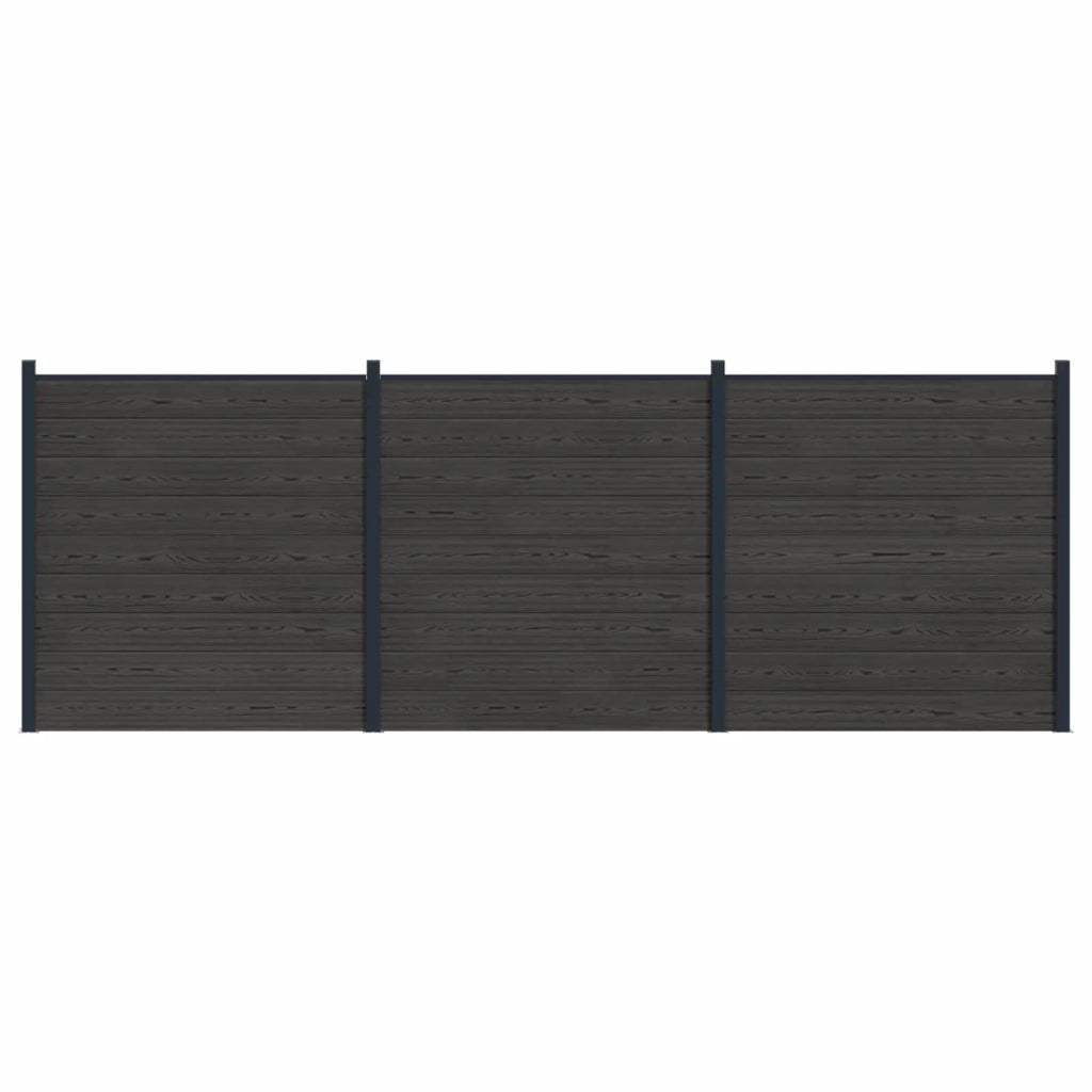Pannello di Recinzione 3 pcs WPC e Alluminio Nero