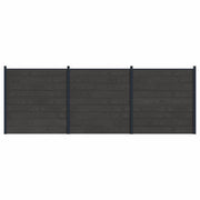 Pannello di Recinzione 3 pcs WPC e Alluminio Nero