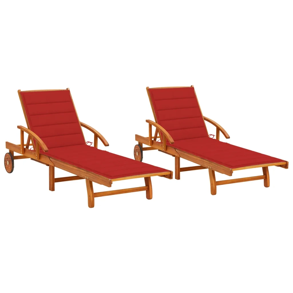 Sdraio 2 pz con Cuscini in Legno Massello di Acacia cod mxl 72080