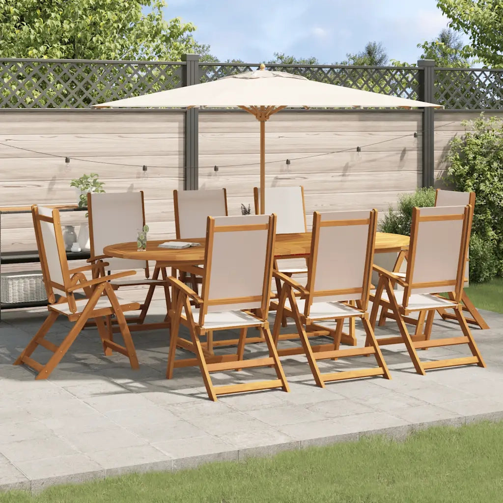Set Pranzo da Giardino 9pz Legno Massello di Acacia e Textilene 3279277