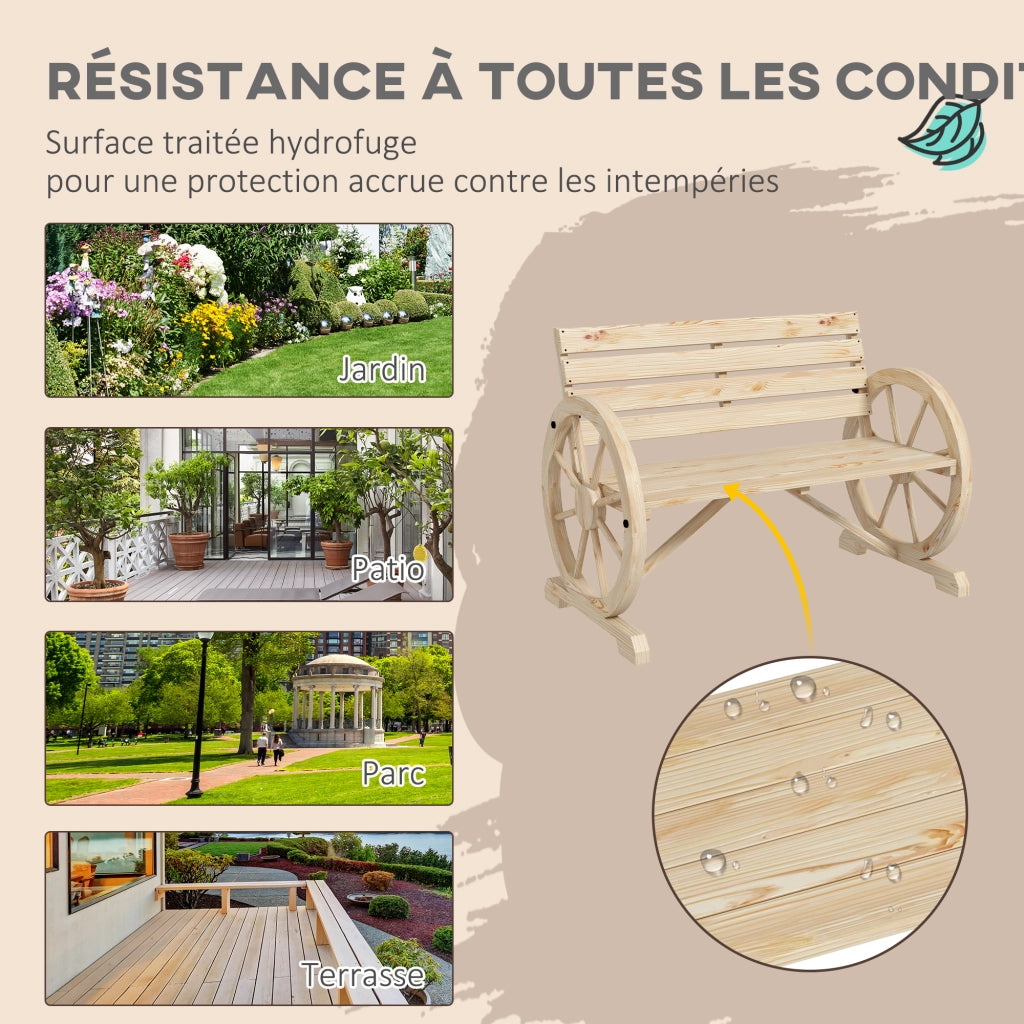 Panchina da Giardino 3 Posti in Legno con Ruote ¨C zephmum ¨C Effetto Legno Naturale