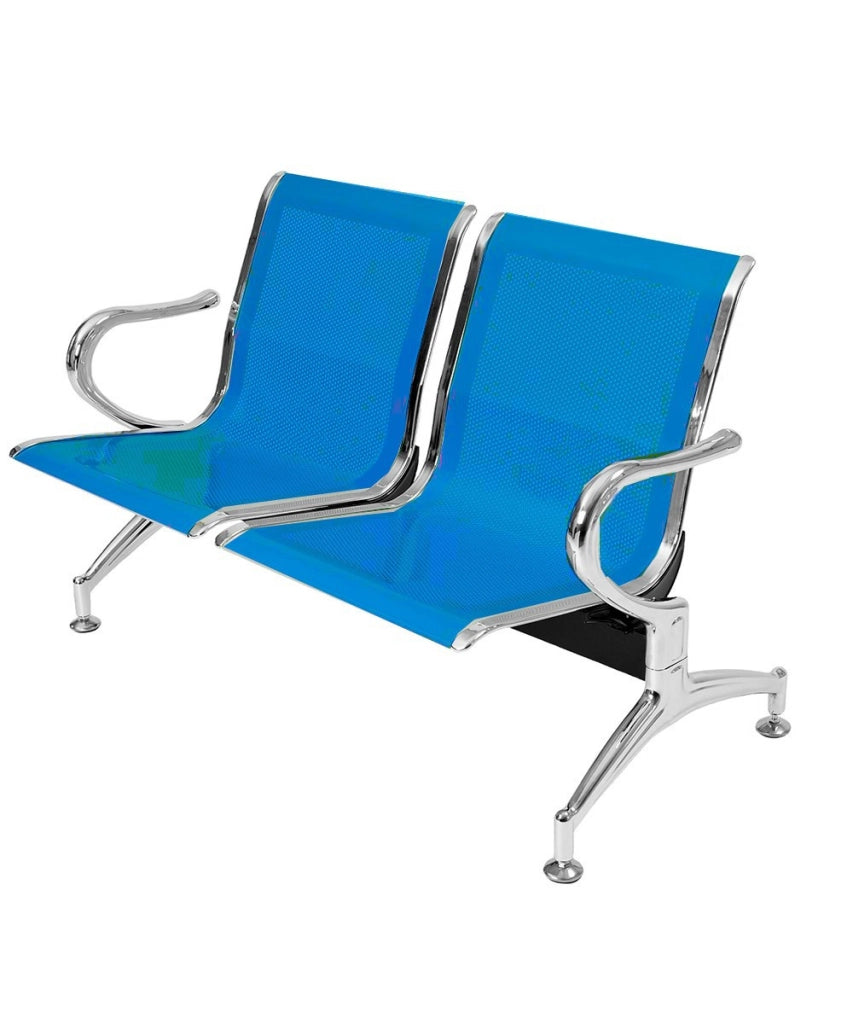 Panca per sala attesa ufficio studio in acciaio a 2 posti - colore blu