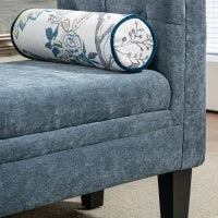 Panca Fondoletto con Braccioli Trapuntati e 2 Cuscini, in Ciniglia e Legno, 115.5x45x56 cm, Grigio e Nero