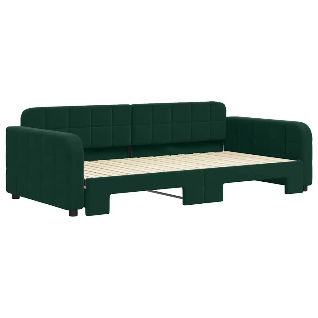 Divano letto | Sof¨¤ letto | Letto singolo Estraibile Verde Scuro 100x200cm Velluto