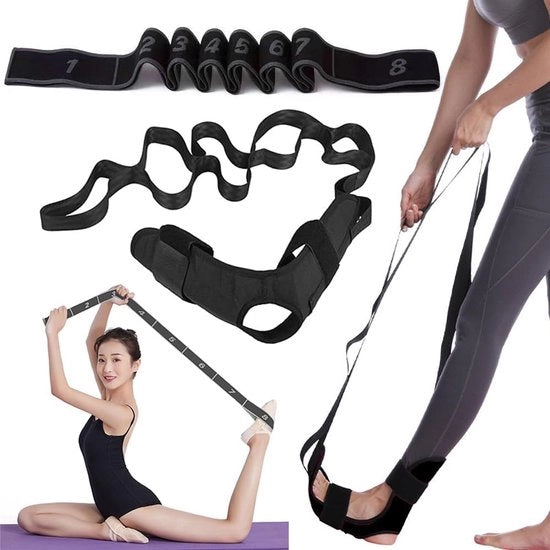 2 cinture yoga, cinture sport-fitness elastiche, cinture yoga-stretch con 8 anelli