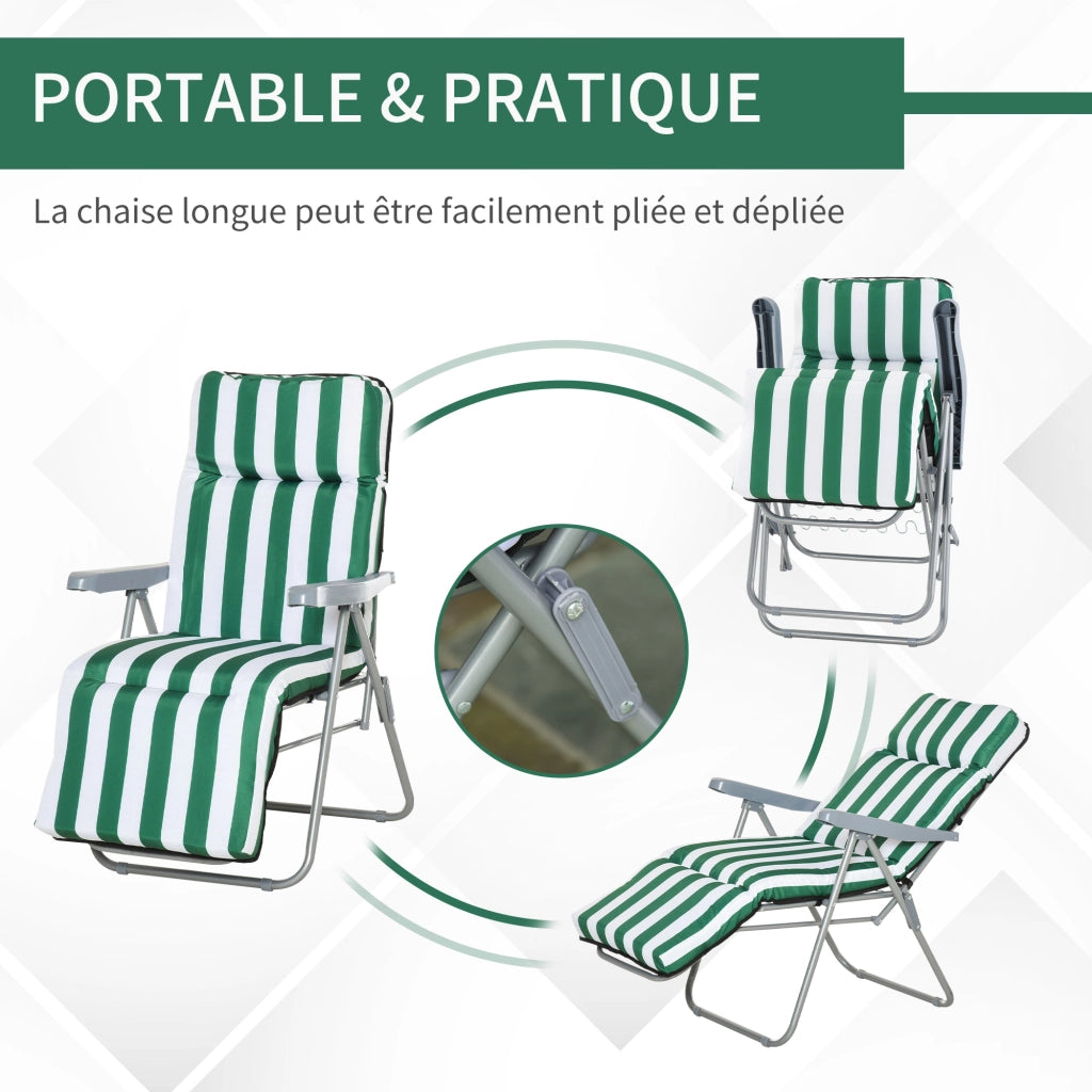Lettino da giardino pieghevole regolabile ¨C Minimal ¨C verde e bianco
