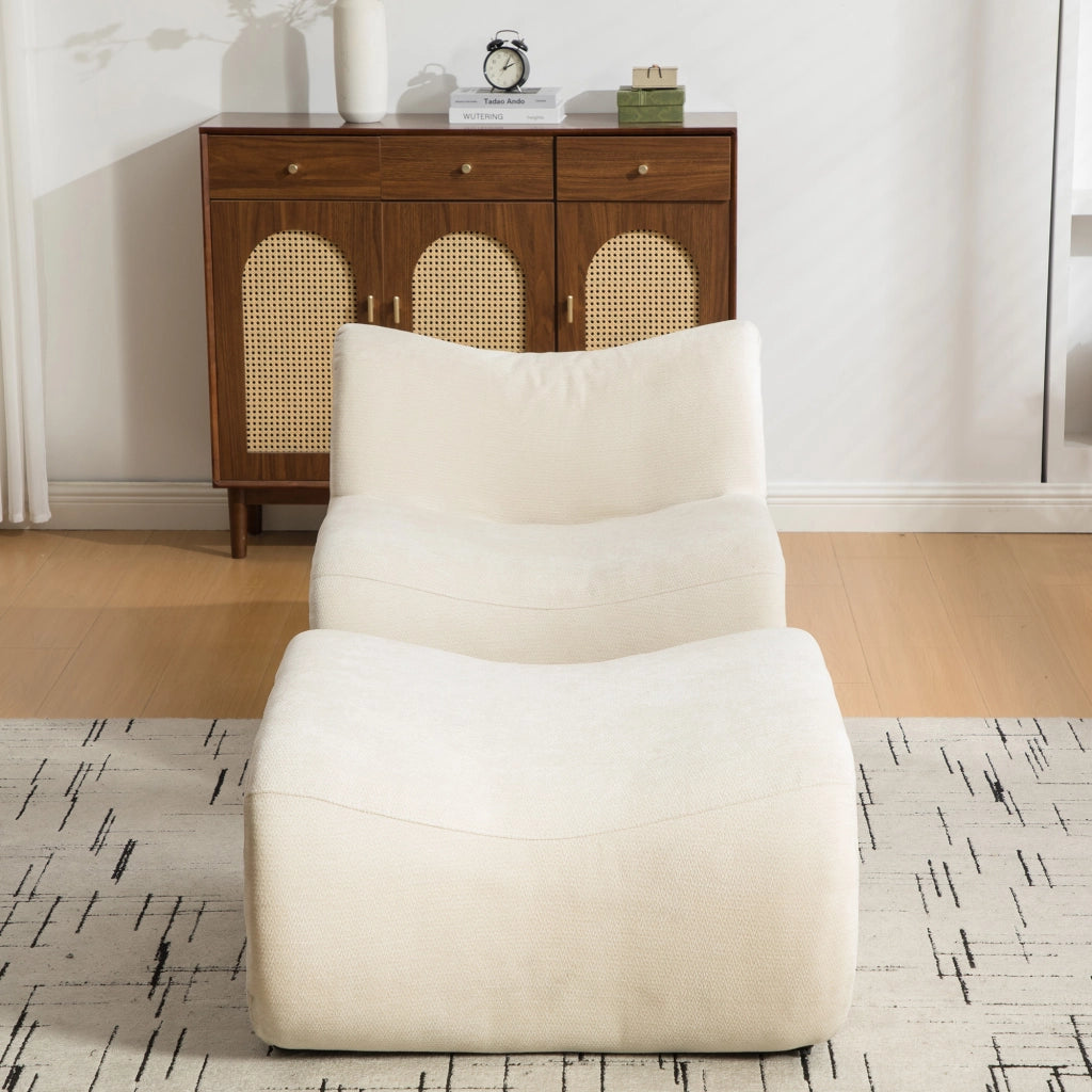 Divano compressato in ciniglia beige senza montaggio; con comfort effetto materasso
