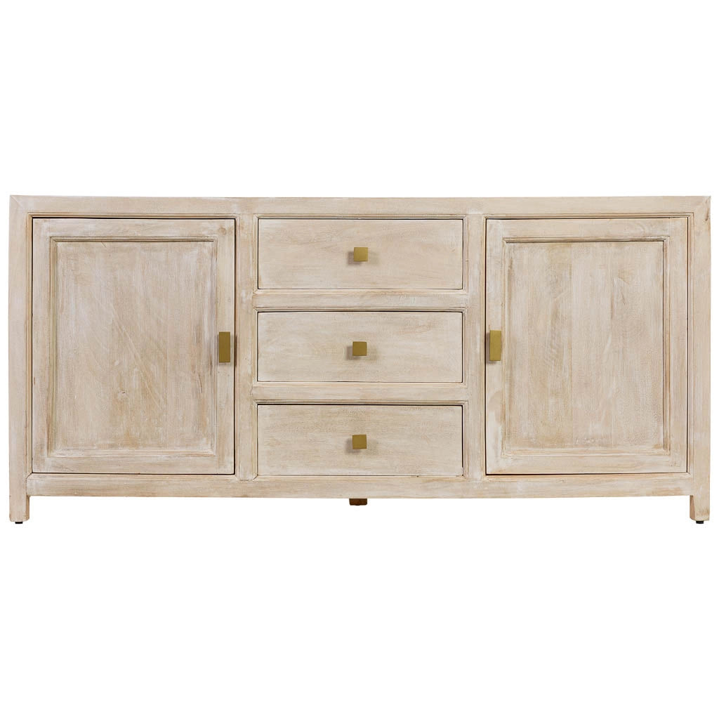 Credenza in legno beige con 3 cassetti e 2 ante 160x43x75h cm