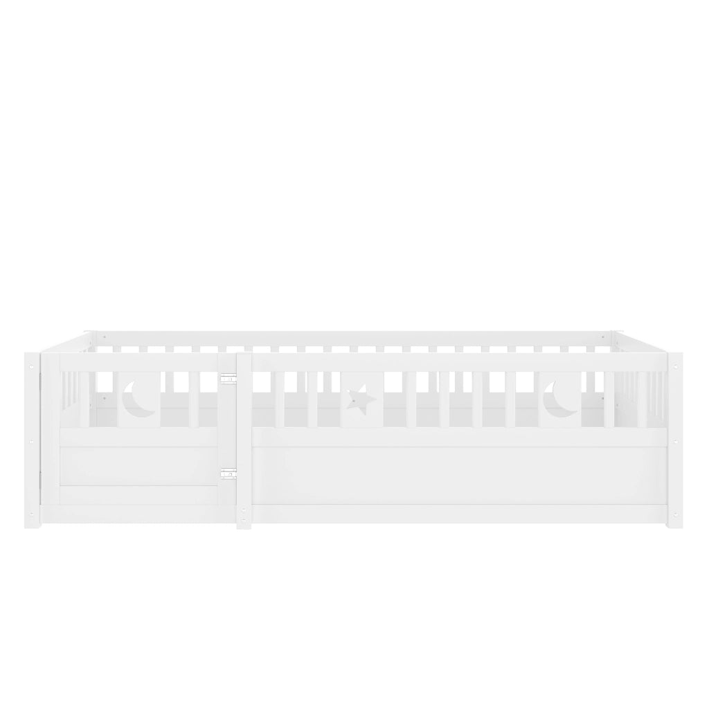 Letto a baldacchino per bambini bianco in pino con rete di sicurezza 90x190 cm