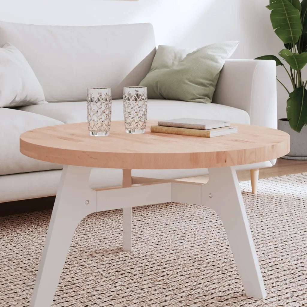 Piano per Tavolo | Superficie Tavolo | Piano Scrivania ?80x4 cm Rotondo in Legno Massello di Faggio