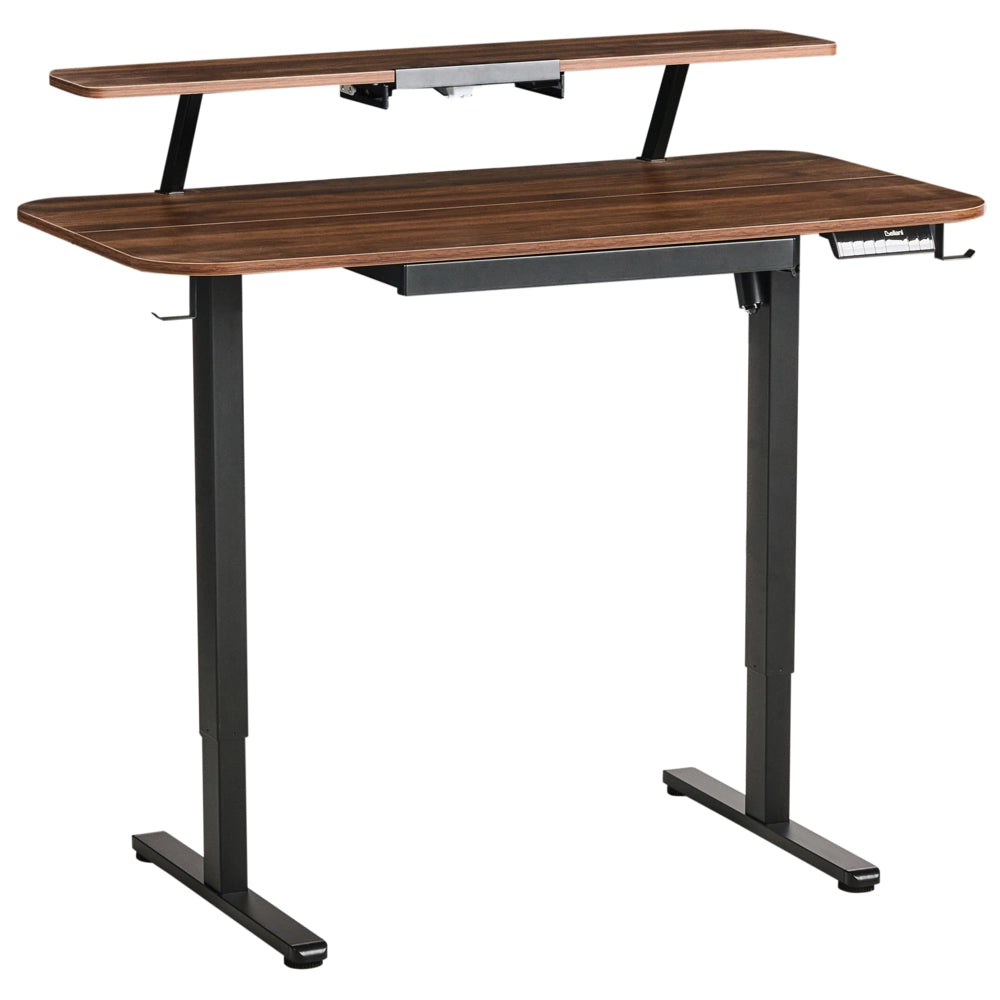 Scrivania elettrica regolabile Piano marrone Struttura e gambe in acciaio nero 120 x 60 Stand and Sit Home Office Stand and Sit Tappetino per mouse Design scandinavo moderno