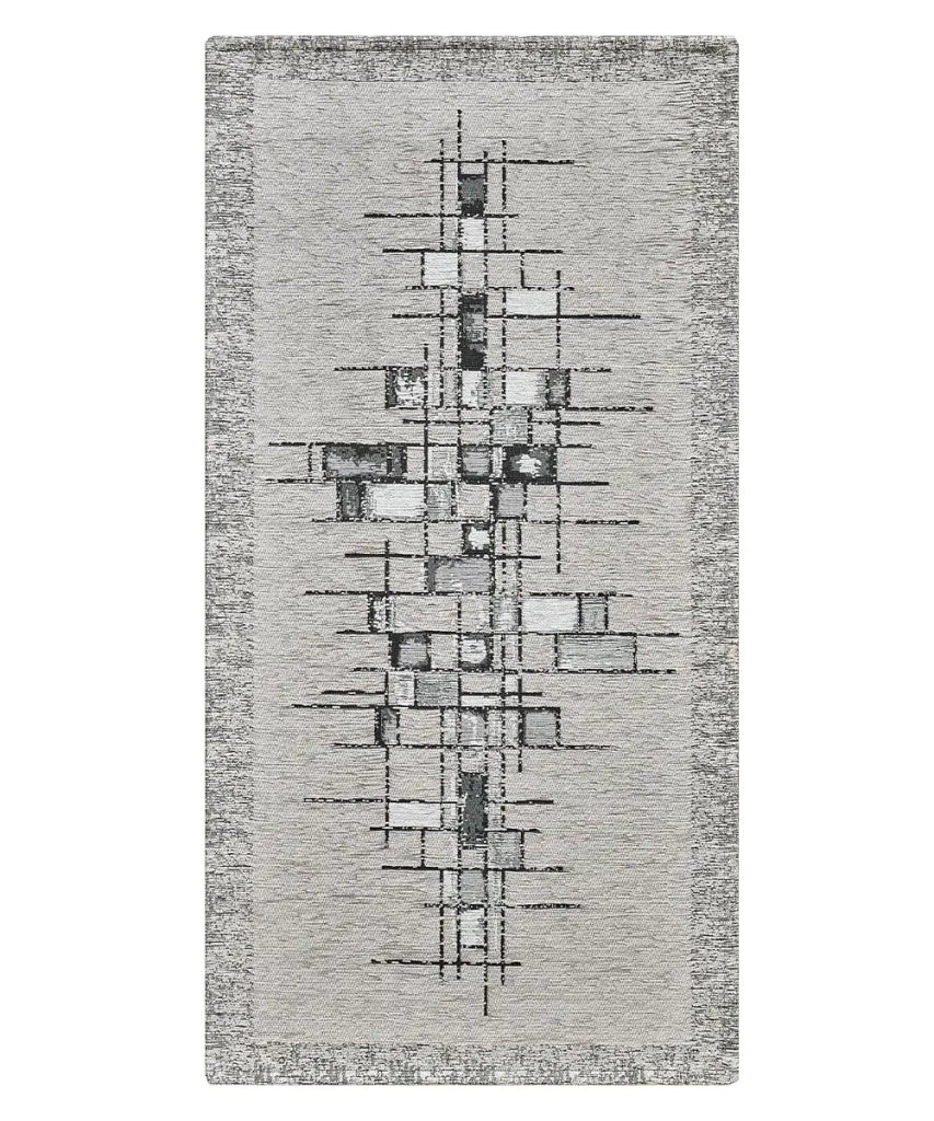 Tappeto moderno PIXEL GRIGIO disegno arte contemporanea astratto geometrico, passatoia cucina multiuso lavabile in lavatrice e anti-scivolo cm.55x140