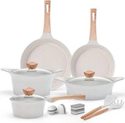 Set di pentola inductiva con coperchio Pentola in granito con trattamento antiaderente Set di pentole PFOA-free 11 pezzi con pentola per frittate pentola per zuppe pentola in acciaio pentola in acciaio