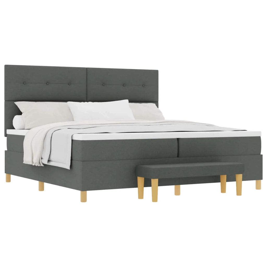 Letto a molle con materasso Grigio scuro 200 x 200 cm Tessuto 3344325