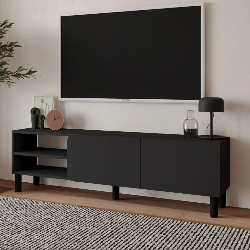 Porta TV in legno "River" - 150 x 31,4 x 48,2 cm - Antracite