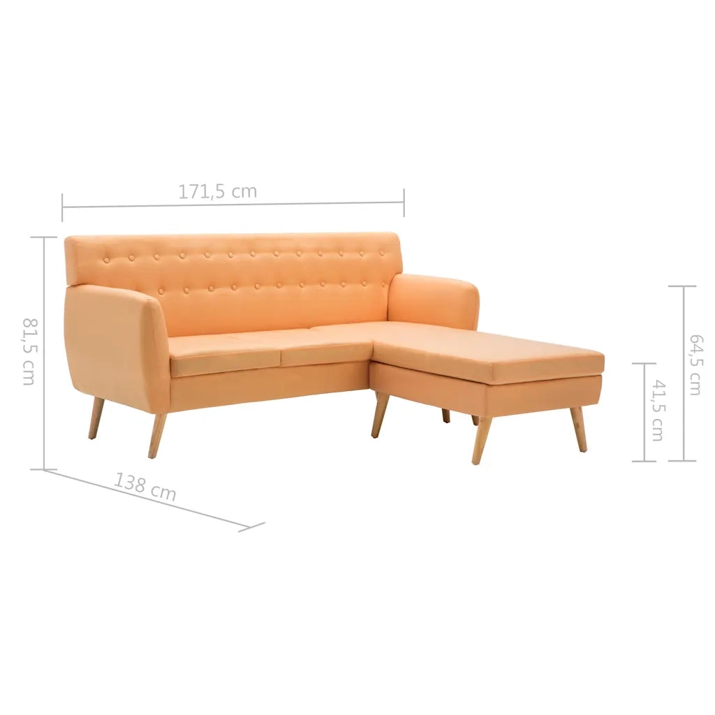 Divano a L Rivestito in Tessuto 171,5x138x81,5 cm Arancione 247022