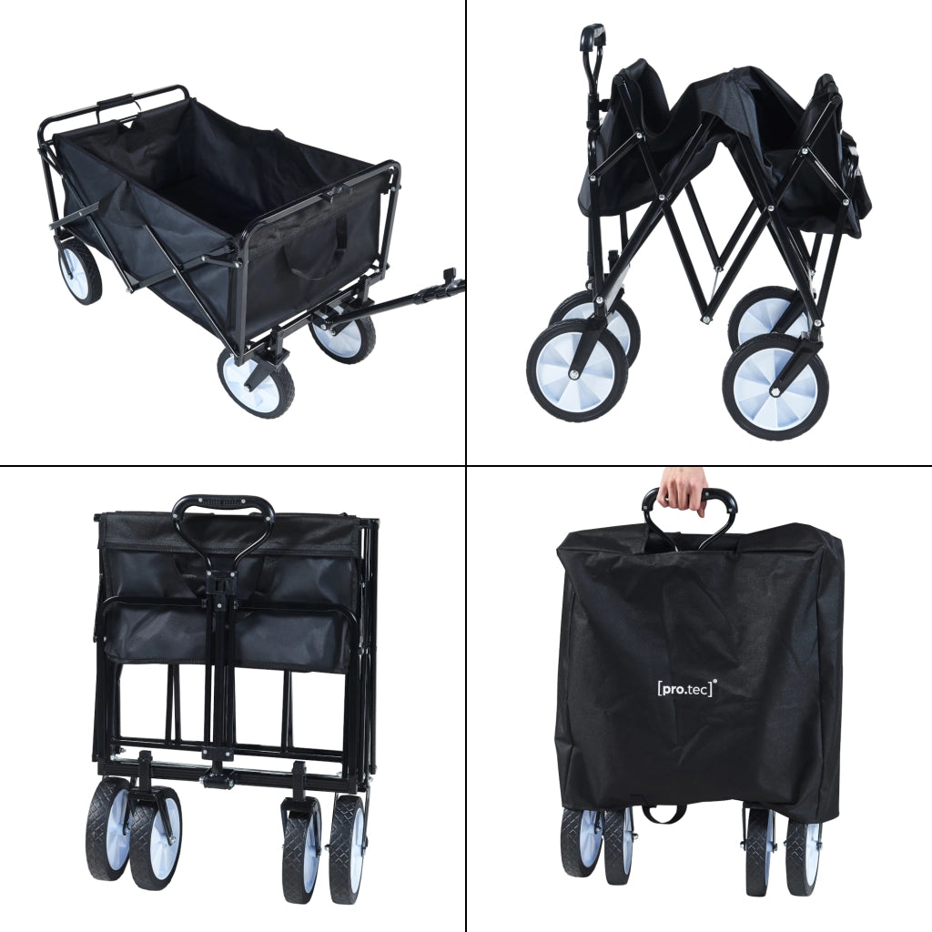 Carrello di Trasporto a Mano Stenlille Vagone Pieghevole da Spiaggia - Nero pro.tec