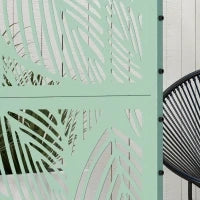 Pannello Decorativo per la Privacy, Paravento da Esterno a Motivo Vegetale in Metallo, 122 x 45 x 198 cm, Verde