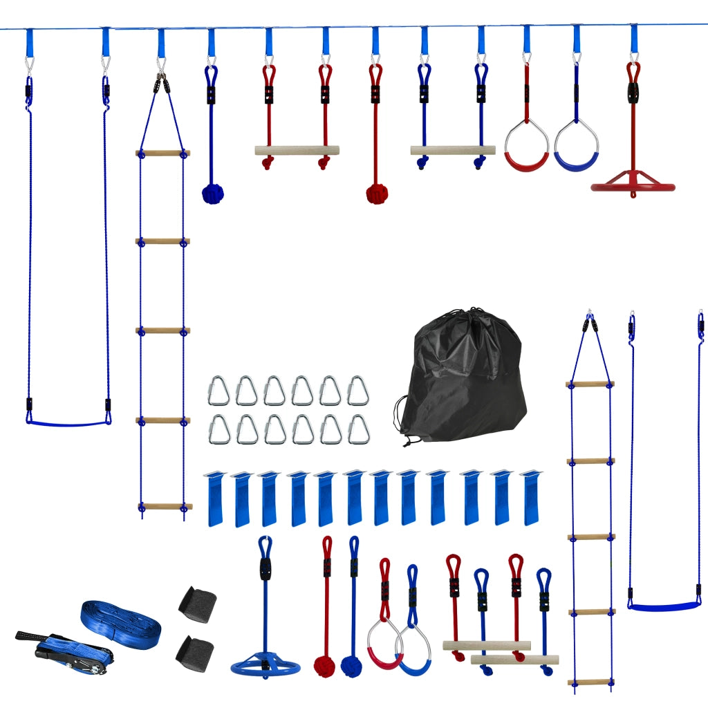 Percorso Ninja per Bambini ¨C zephmum ¨C Blu con Slackline 10m e 10 Accessori