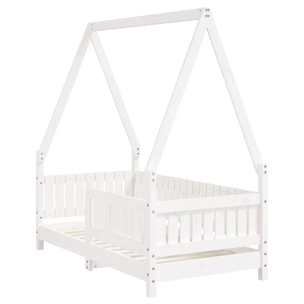Giroletto per Bambini | Letto Infantile | Lettino Bianco 70x140cm in Legno Massello di Pino