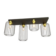 Plafoniera loft gabbia metallo nero oro 4xE27 Emibig