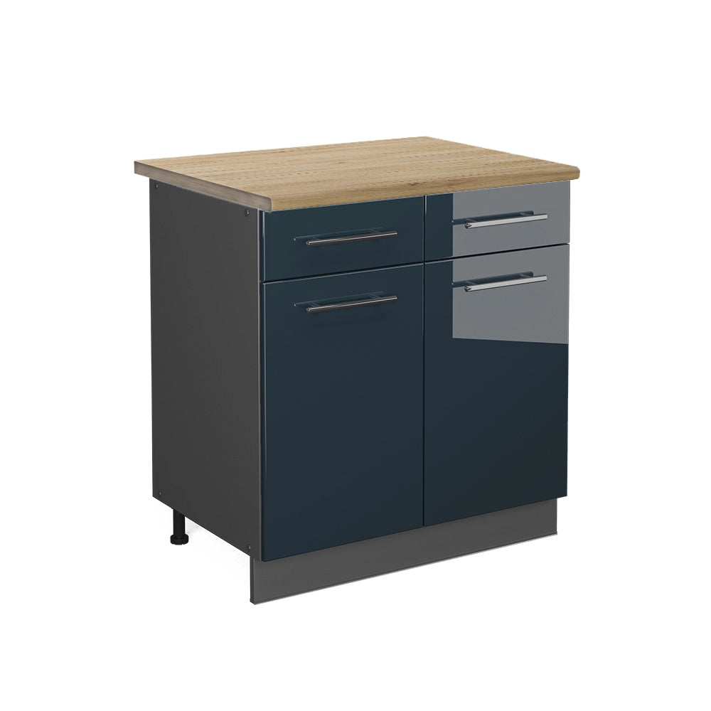 Mobiletto base per cucina Fame-Line Blu scuro lucido/Antracite 80 cm, PL Rovere Vicco