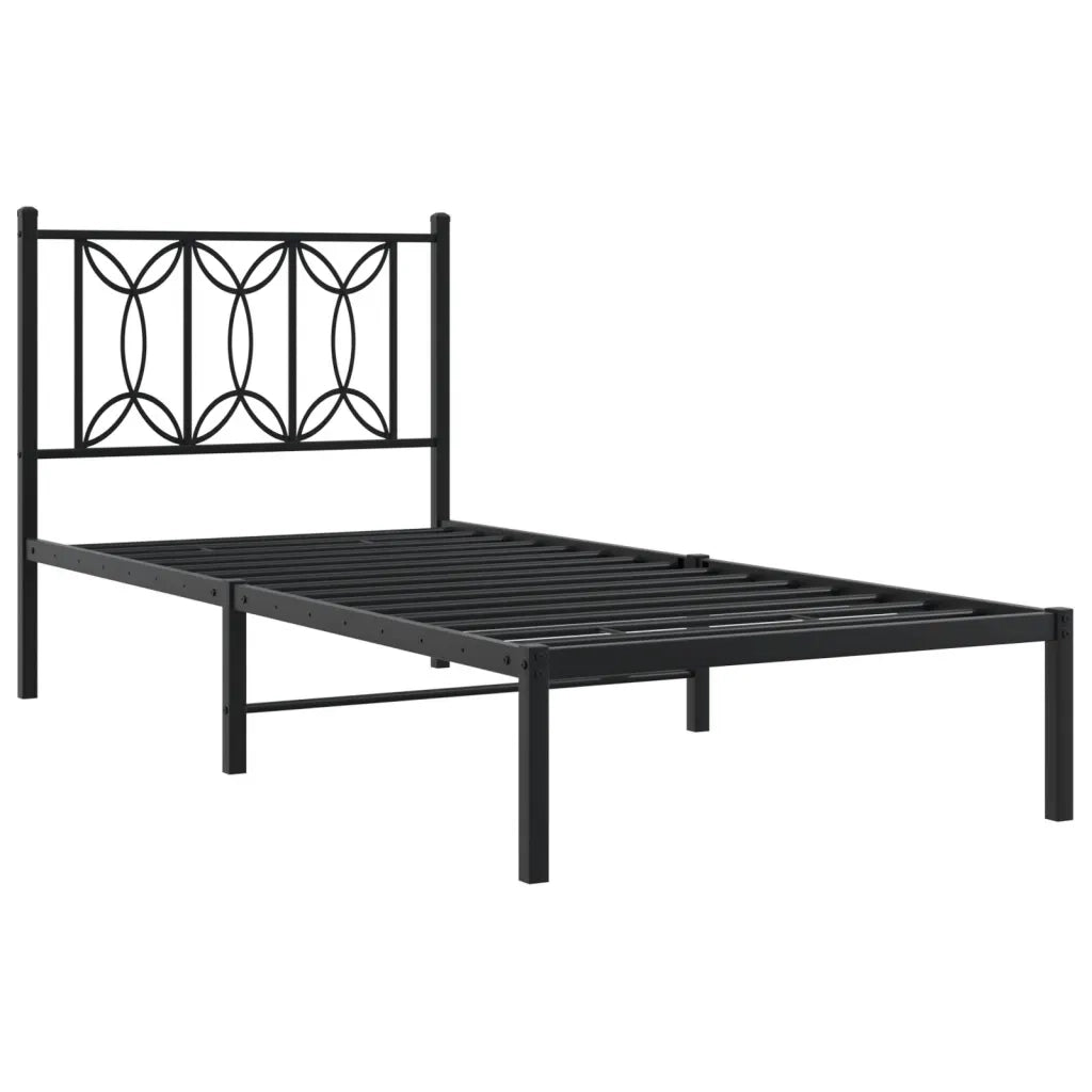 Giroletto con Testiera in Metallo Nero 90x200 cm 376121