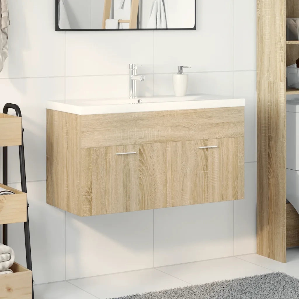 Mobile da Bagno con Lavabo Integrato Rovere Sonoma