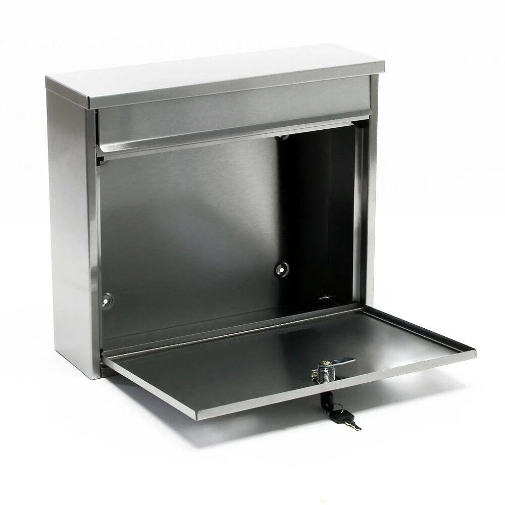 Cassetta postale di design cassetta postale in acciaio inox da parete 32 x 36 x 11,5 cm argento 16_0000057