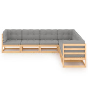 Set Salotto Giardino 7 pz Cuscini Antracite Legno Massello Pino 3076874