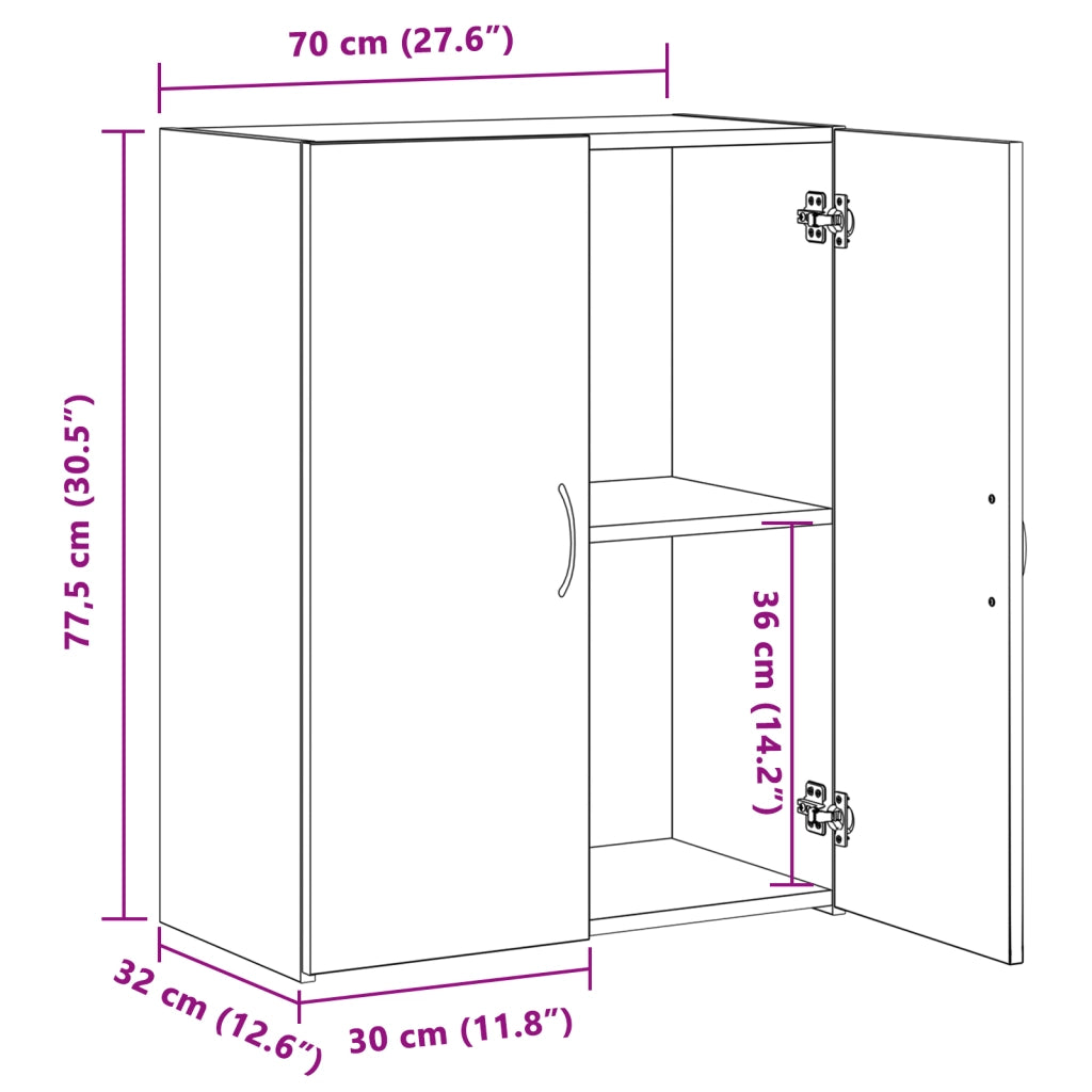 Armadio per Ufficio Rovere Artigianale 60x32x77,5 cm Legno Ingegnerizzato