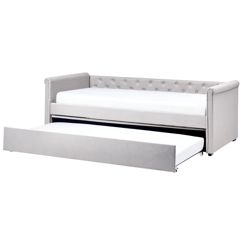 Divano Letto estraibile 90 x 200 cm Rivestimento in tessuto grigio Misura singola sottoletto per ospiti
