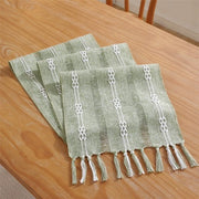 Tappeto da tavolo boho stile campagna, decorazione da tavolo lavabile, accessori da tavolo, decorazione da tavolo per feste, compleanni, festival, matrimoni, 
Dimensioni: 33x183cm, Jacquard a doppia trama verde chiaro