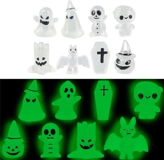 Decorazioni per Halloween - Fantasmi Skeletti con Effetto Luce Nera - Decorazioni per Interni e Esterni, Parti Spettrali per il Giardino - 8 pezzi