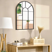 Specchio da parete ad arco con cornice in metallo nero 91 x 60 cm