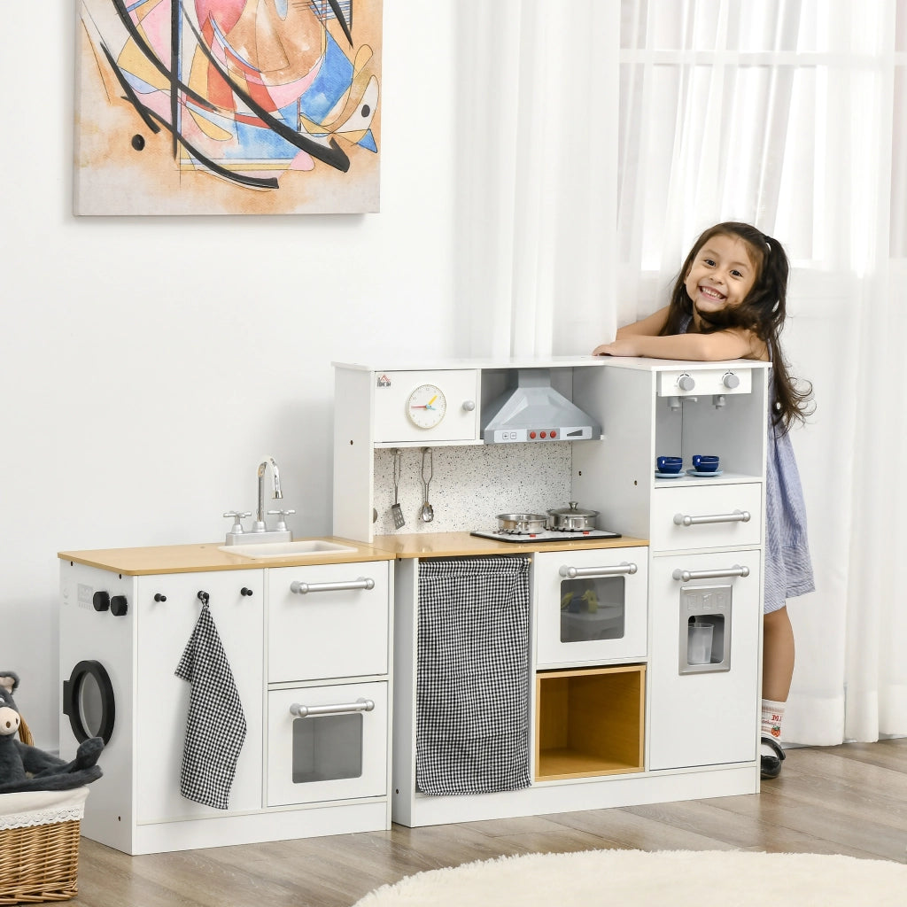 EasyComfort Cucina Giocattolo 2 Pezzi per Bambini 3-6 Anni con Utensili da Cucina, Luci ed Effetti Sonori, in MDF e PP