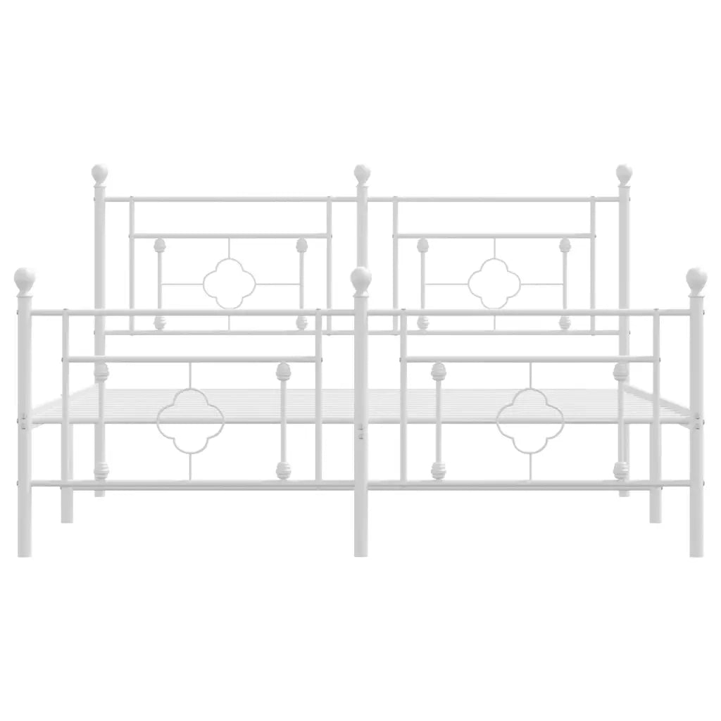 Giroletto con Testiera e Pediera Metallo Bianco 160x200 cm
