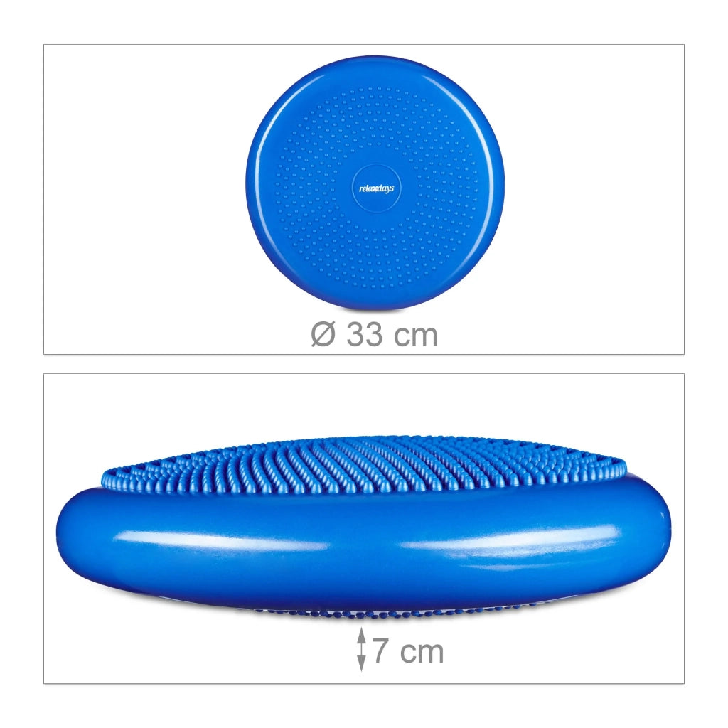 Cuscino da equilibrio rotondo 7 x 33 cm per rinforzo muscolare coordinazione in PVC blu 13_0006191