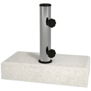 Base per Ombrellone da Giardino 25kg per Pali da Ø32mm, Ø38mm e Ø48mm, in Granito e Acciaio Inox, 45x22.5x40 cm, Grigia