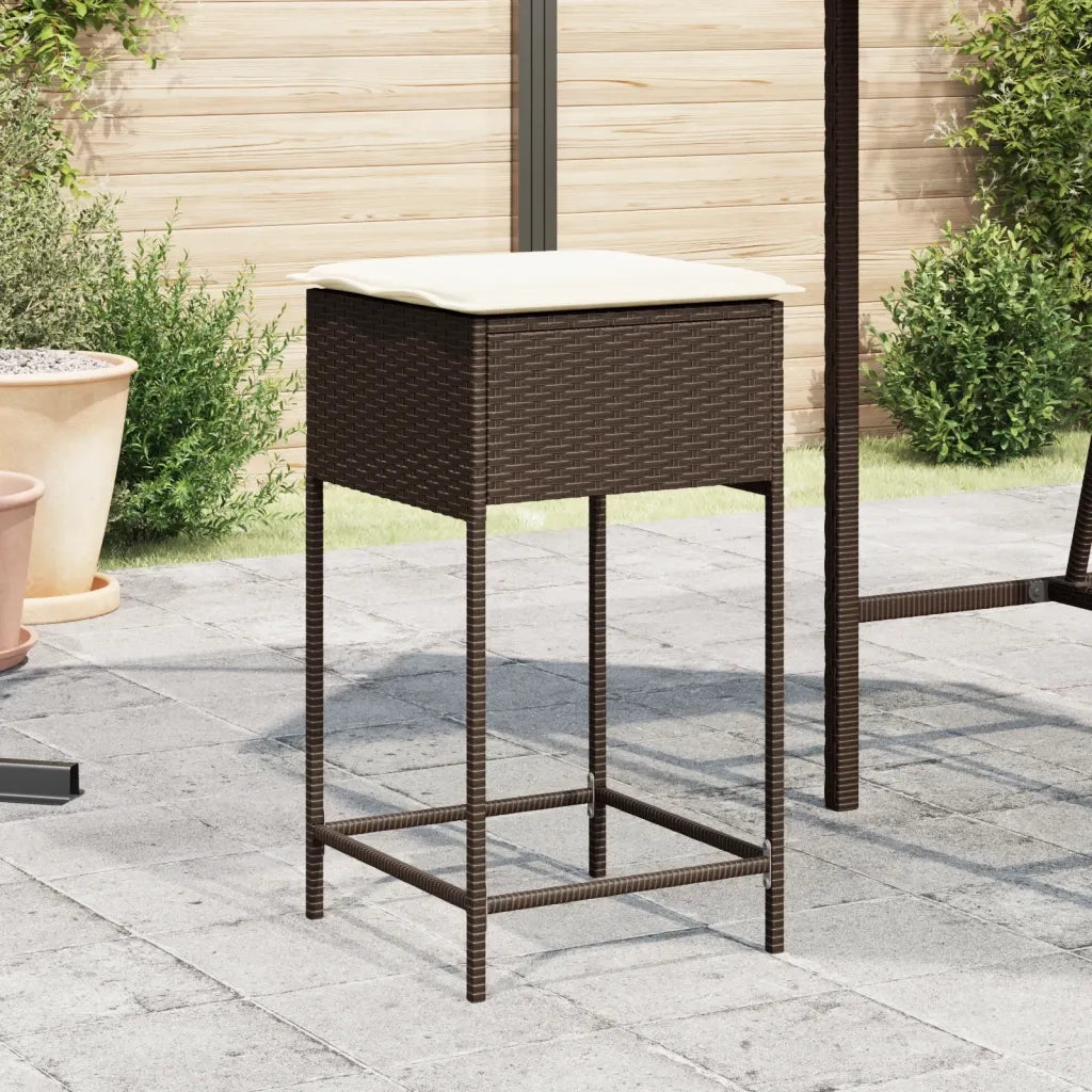 Sgabelli da Bar con Cuscini 2 pz Marroni in Polyrattan CFW6215272