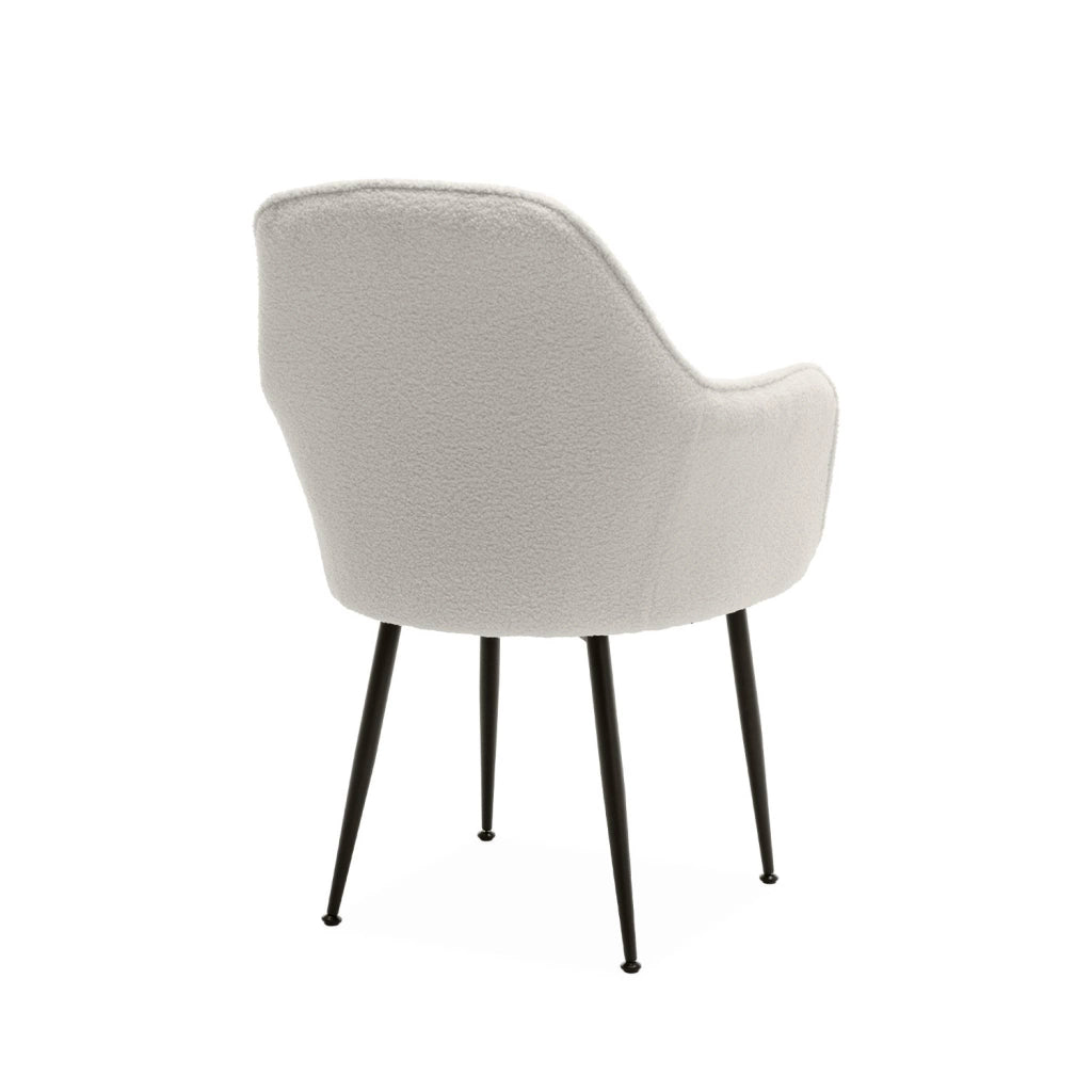 Set 2 poltrone bouclé, gambe in metallo, bouclé bianco