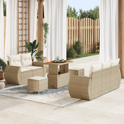 Set di SofÃ  da Giardino 8 Pezzi con Cuscini Beige Rattan Polietilene Acacia