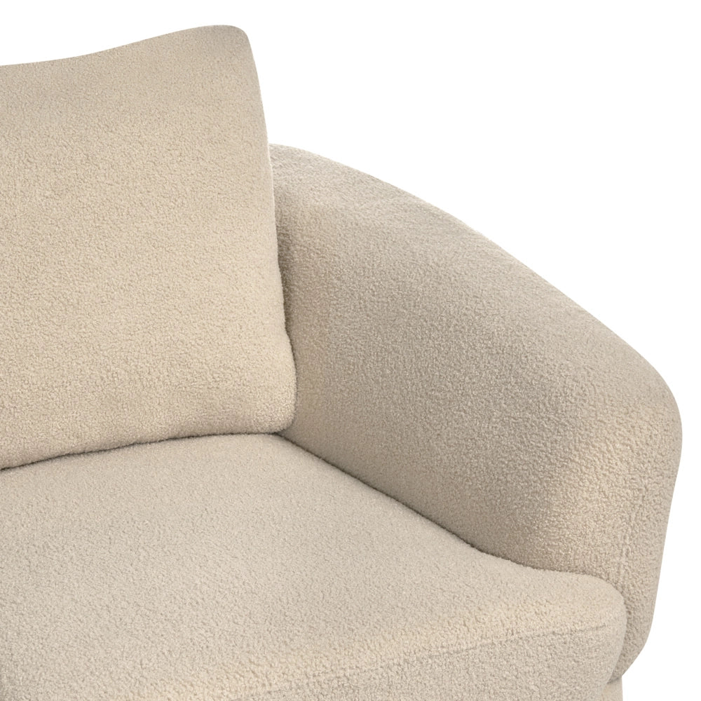 Divano a 2 posti Tappezzeria in bouclè beige chiaro Gambe nere in ferro con braccioli Angolo lettura soggiorno Stile moderno