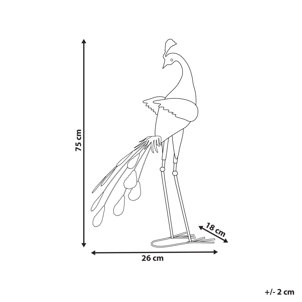 Figurina decorativa in metallo blu 75 cm Pavone Peacock Decorazione per interni esterni Soggiorno